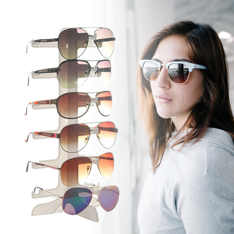 Display Pajangan Kacamata 6 Susun - Rak Akrilik untuk Konter Toko Optik