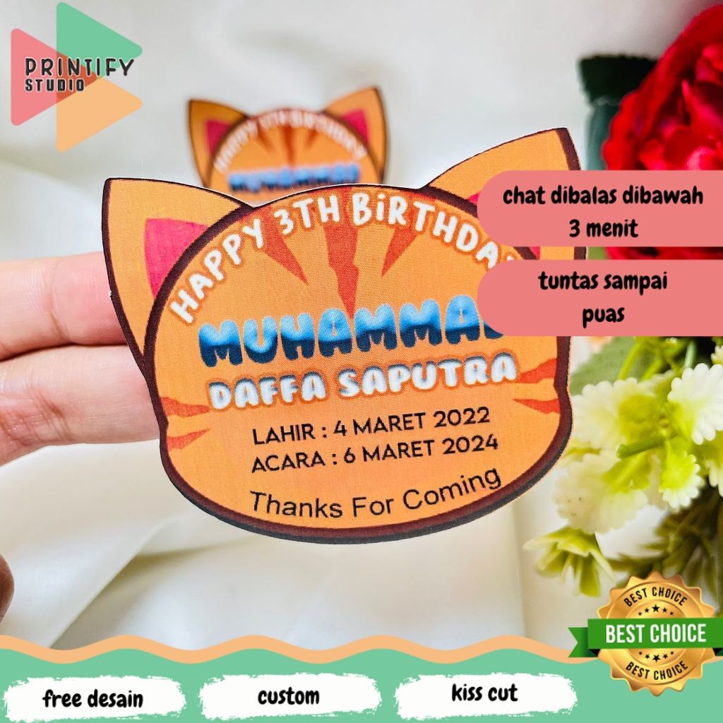 

Printify Print Sticker Karakter Ulang Tahun Anak Stiker Label Hampers Ultah Free Design Birthday