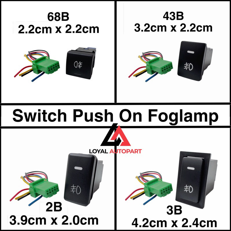 Switch Saklar On Off Foglamp Lampu Tembak Mobil Universal Model Tekan Komplit Socket Dan Kabel Avanz