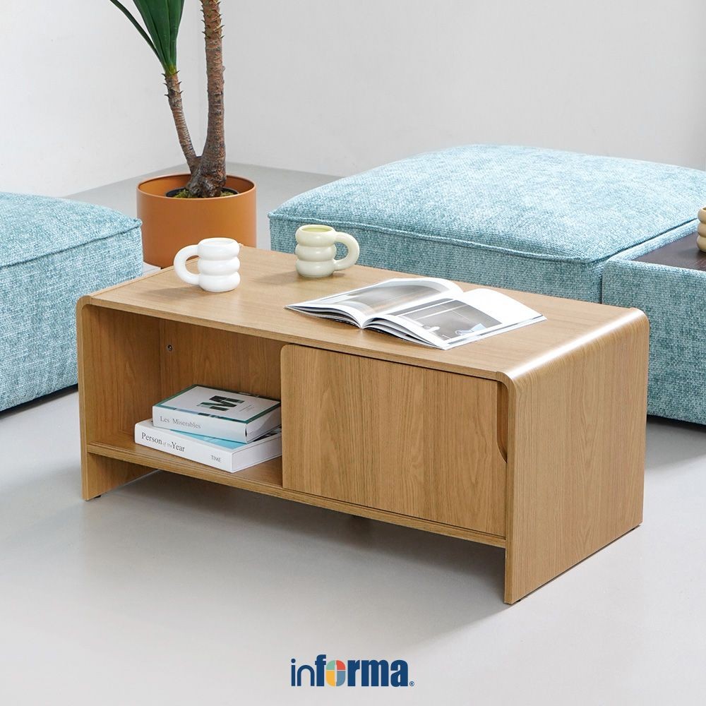 Informa Raphael Meja Tamu Rectangle - Cokelat Oak Coffee Table Tamu Serbaguna Meja Sofa Furniture Ru