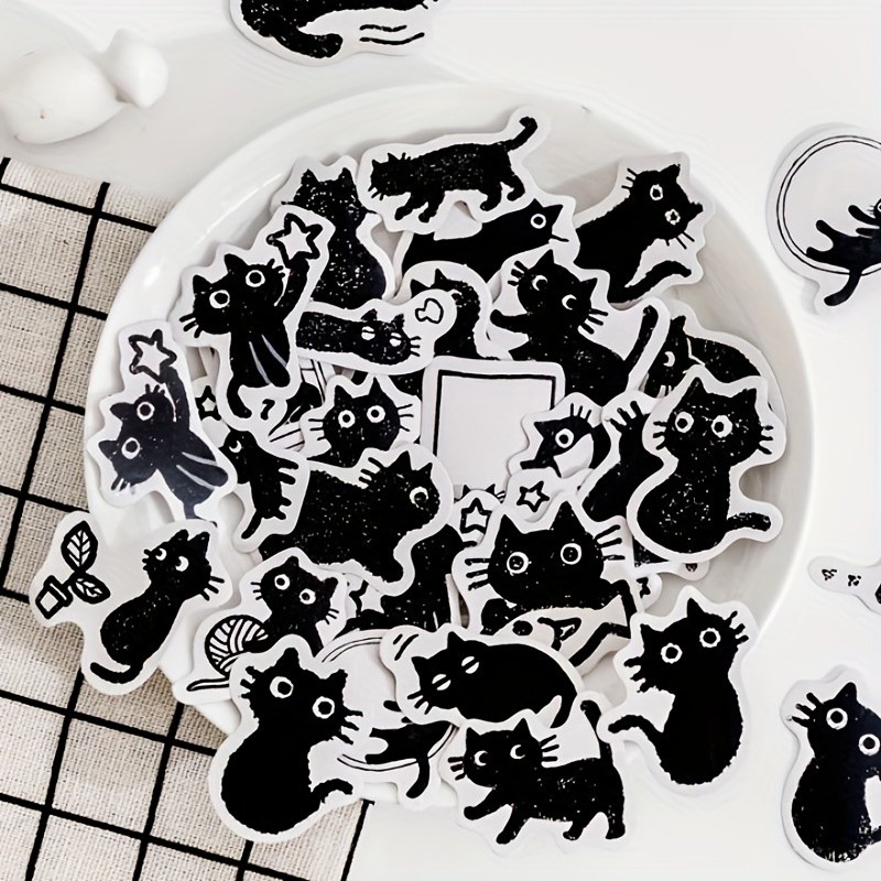 

45pcs Cute Cat Animal Decorative Material Stickers Paper Stickers for Collage Scrapbooking DIY Journaling Gift Stickers