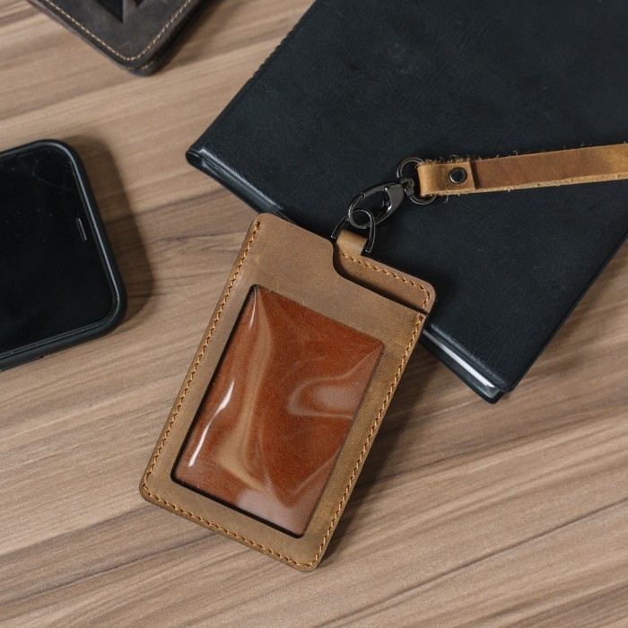 

[New Collection] ID Card Lanyard Kulit Magnet Holder Magnet Name Tag Kulit REVEN ARCA - CH Tan