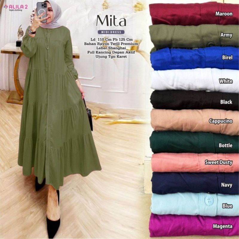MITA MIDI DRESS BY ALILA2 | GAMIS MIDI BAHAN RAYON TWILL PREMIUM