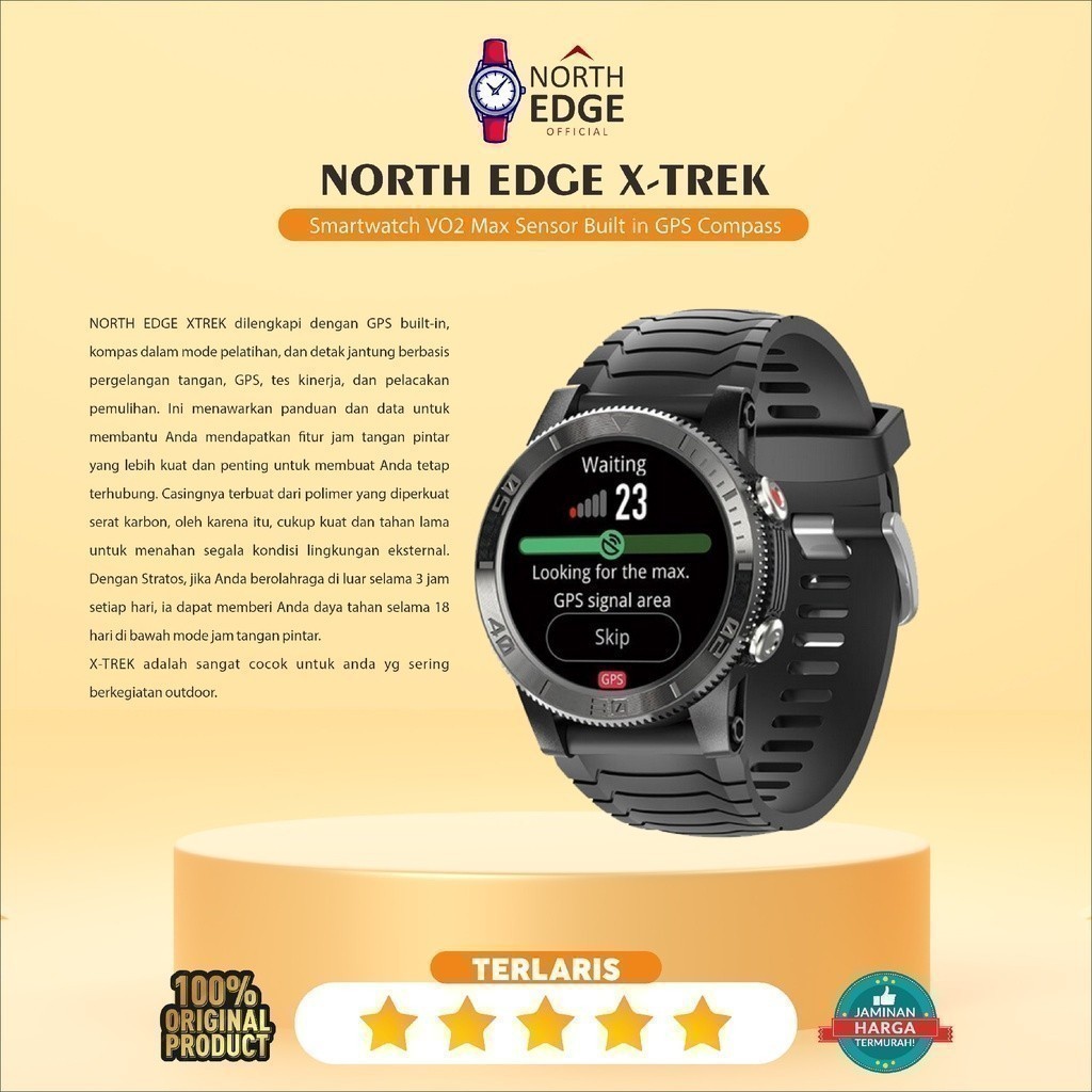 NORTH EDGE X-TREK Smartwatch VO2 Max Sensor Built in GPS Compass