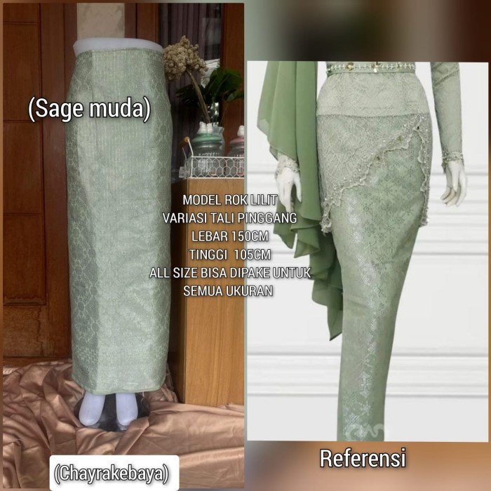 "SKY.LD" -  TERLARIS Rok songket/ kain sarung/ kain songket /rok lilit / rok jadi /songket - sage mu