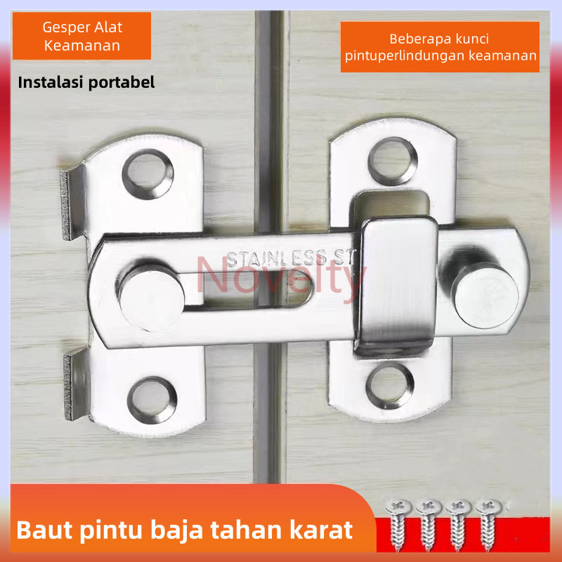 Novelty gesper pintu/kunci pintu geser kamar mandi/baut kunci pintu geser anti maling/gesper baut pi