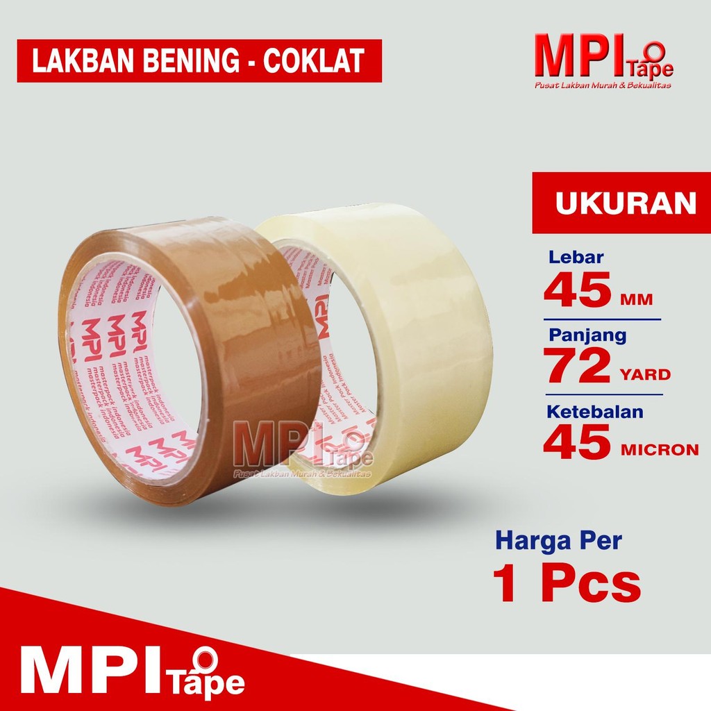 

Lakban Bening - Cokelat 45 mm x 72 Yard - Lakban Packing - MPI