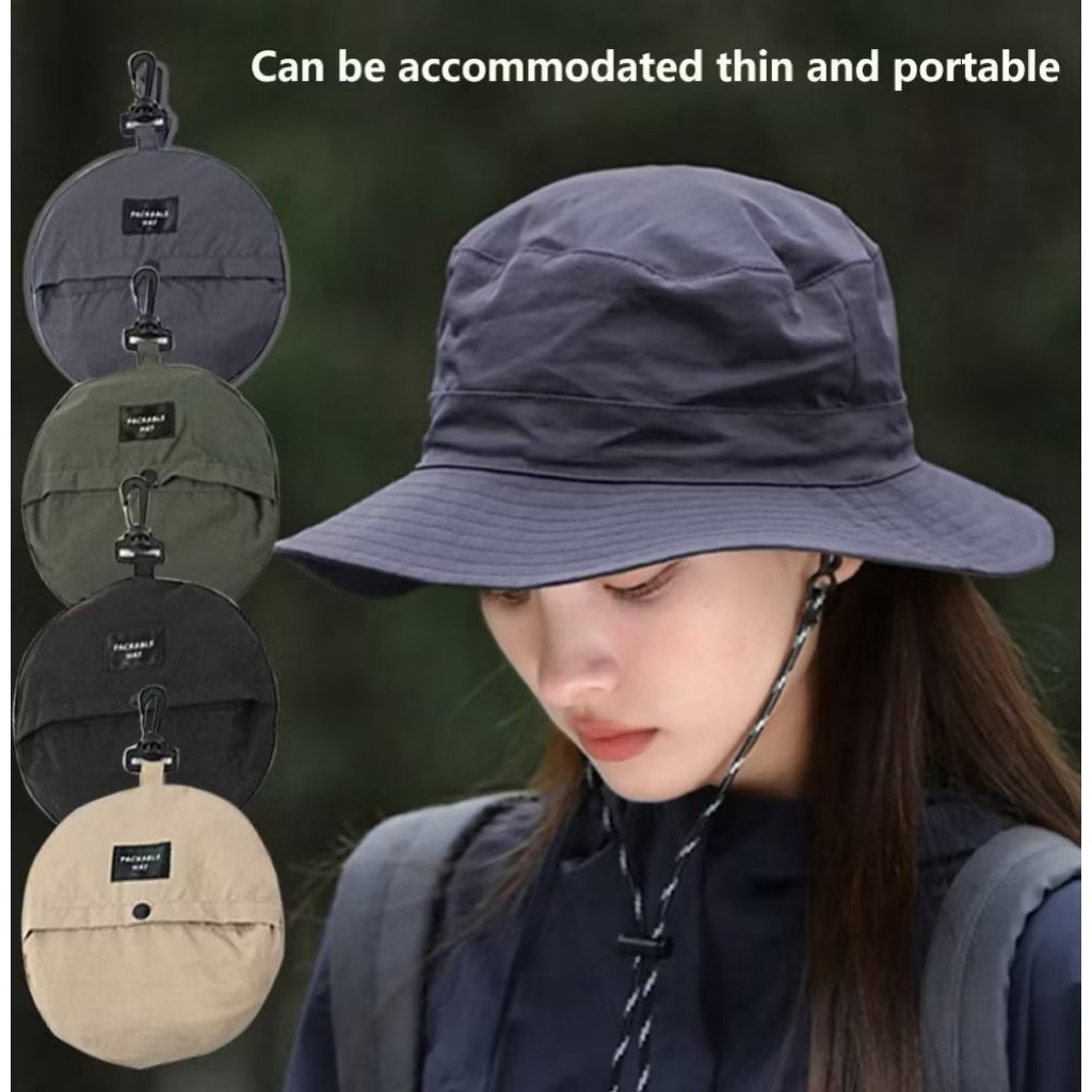 Topi Gunung Pria Wanita Bucket Hat Rimba Topi Rimba Bulat Parasut Waterproof Kekinian Bisa diLipat