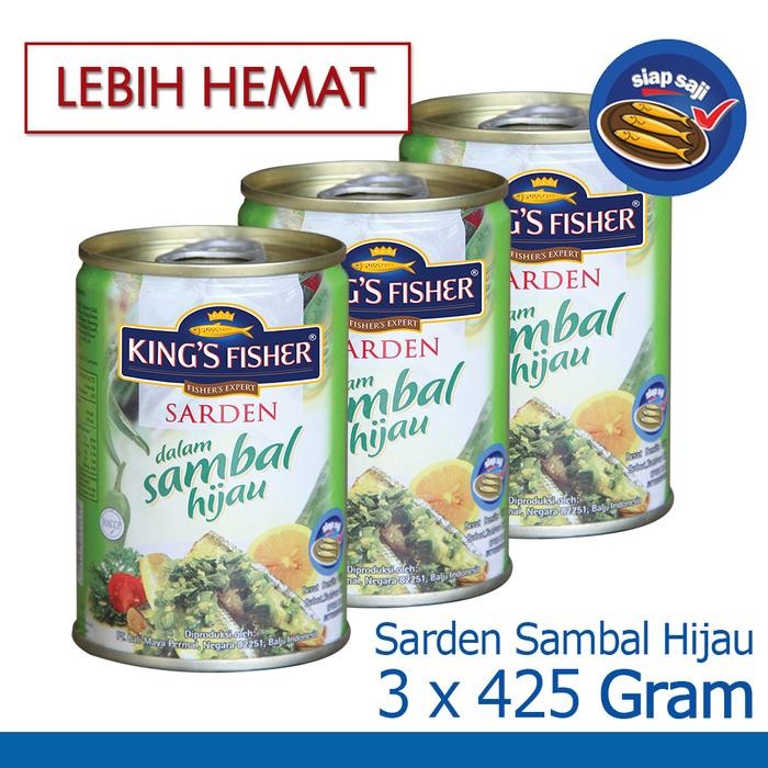 

PAKET 3 PCS King's Fisher Sarden Sambal Hijau Makanan Kaleng 425 g