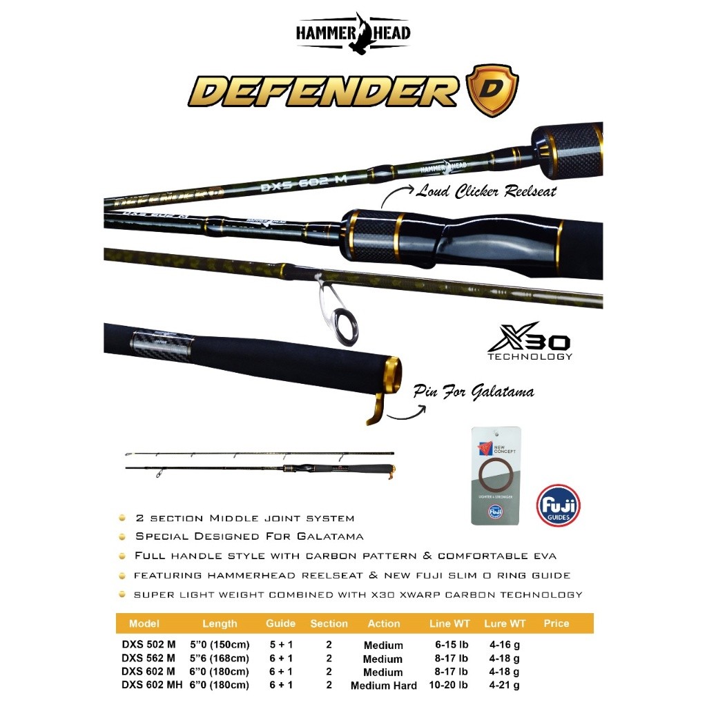 JAMIN MURAH JORAN HAMMERHEAD DEFENDER 150cm 168cm 180cm CARBON X30 TECHNOLOGY FULL FUJI SPECIAL GALA
