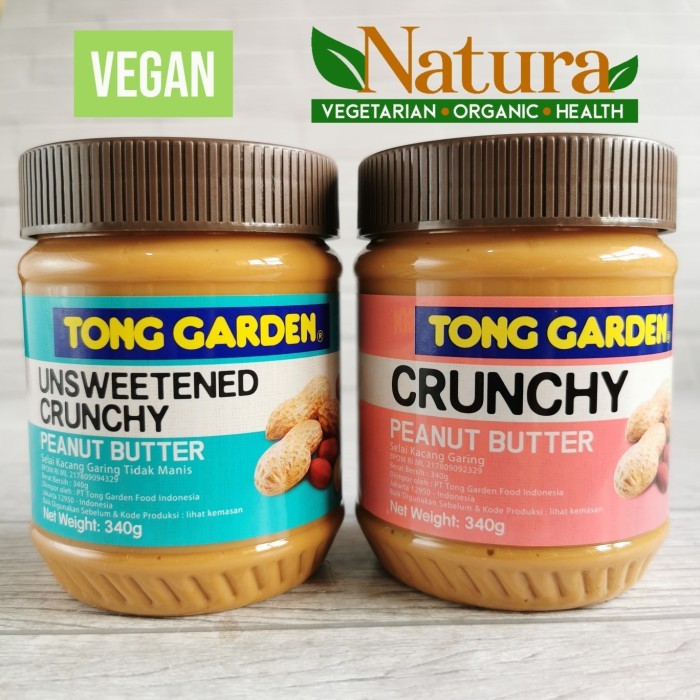 

New Arrival Tong Garden Peanut Butter Selai Kacang Diabetes Rendah Gula 340g Vegan - Crunchy