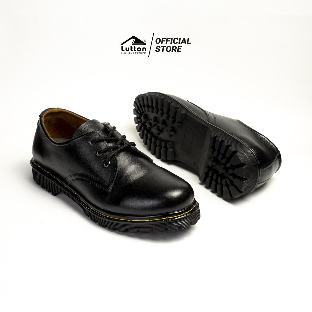 Lutton Sepatu Pria Romeno sol hitam Docmart casual oxford kulit asli Shoes