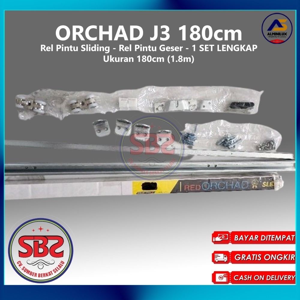 REL SLIDING J3 ORCHAD - Rel Pintu Dorong - Sliding Rail Galvanis - Sliding Track - Rel Pintu 1.8m