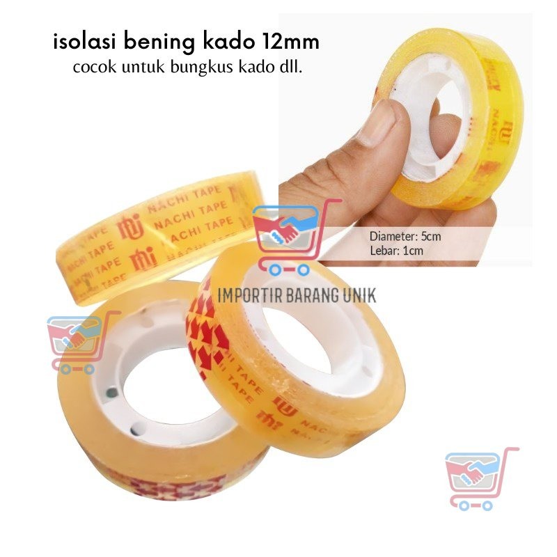 

-G204-Isolasi Kado 12mm Isolasi Bening Pita Perekat Selotip