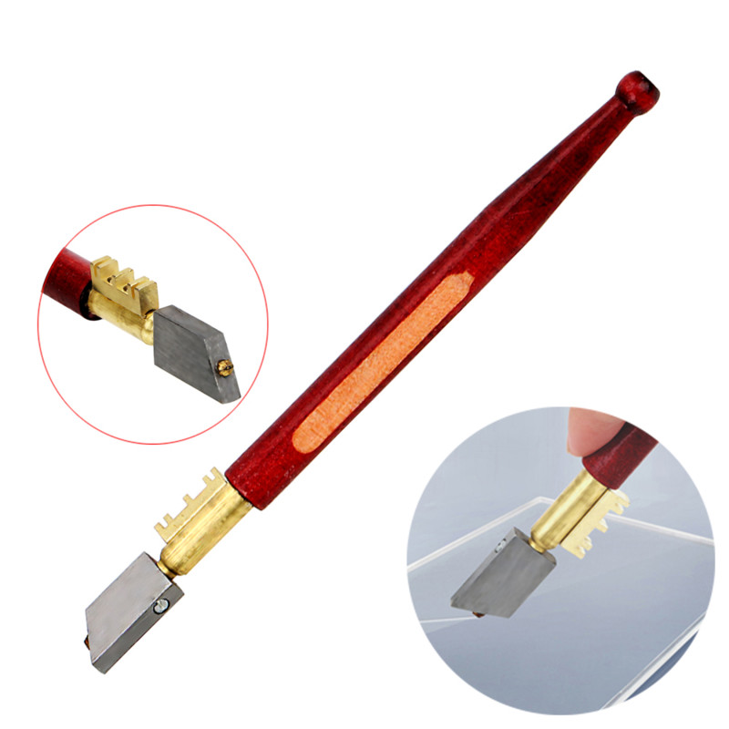 

Professional Glass Cutter Antislip Wood Handle Diamond Glass Cutter Portable Sharp Glass Knife Blade Cutting Tools 2-12mm