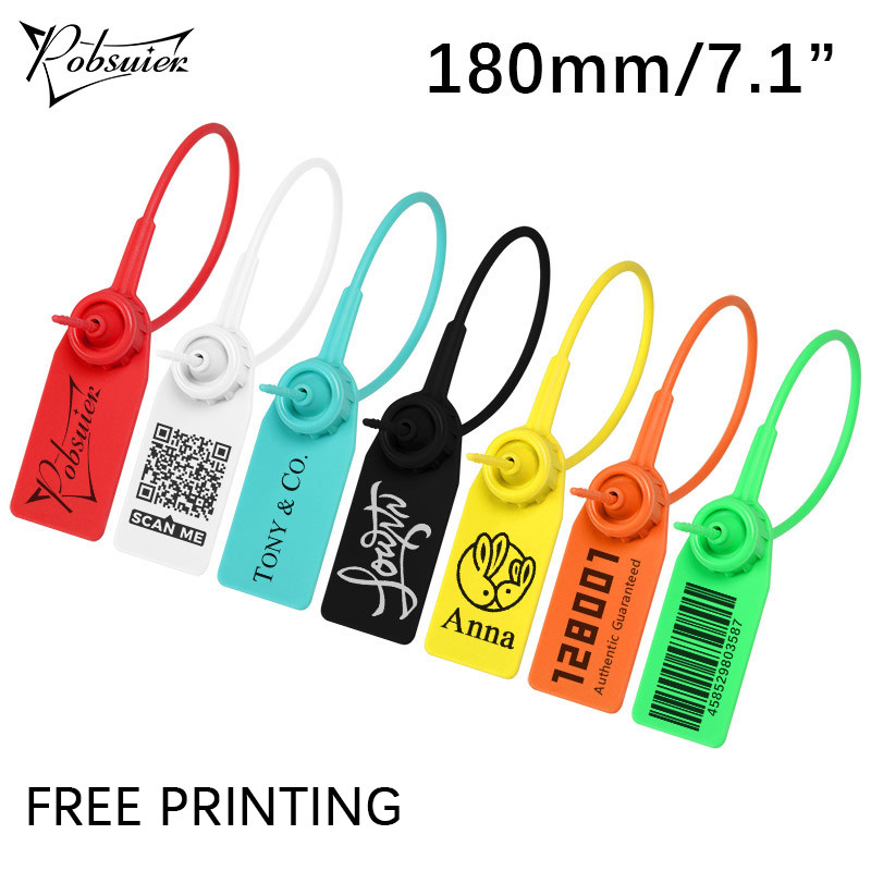

Pobsuier 100Pcs Custom Plastic Labels Clothing Brand Tag Disposable Personalized Security Hang Tags for Clothes Shoes 180mm/7.1