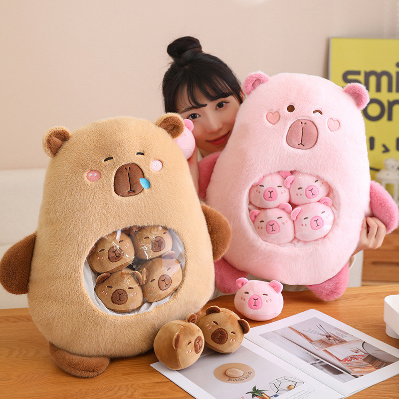 

Six Balls Capybara Bag Cartoon Newt Animal Squishy Mini Dolls Plush Pillow Office Nap Food Snack Plushie Peluche Gift