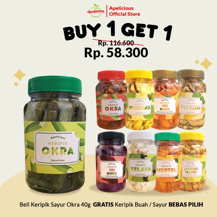 APELICIOUS [GRATIS KERIPIK BUAH SAYUR] KERIPIK SAYUR OKRA 40gr - OKRA ORIGINAL, WORTEL