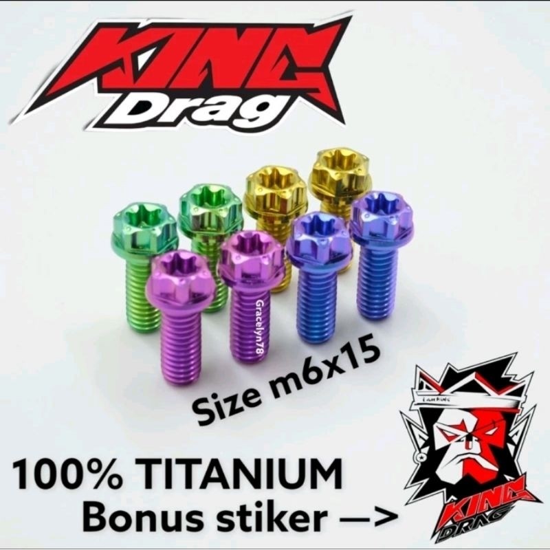 COD Baut Probolt TITANIUM M6x15 Drat Baut 10 Panjang 1,5cm Original Made In Thailand