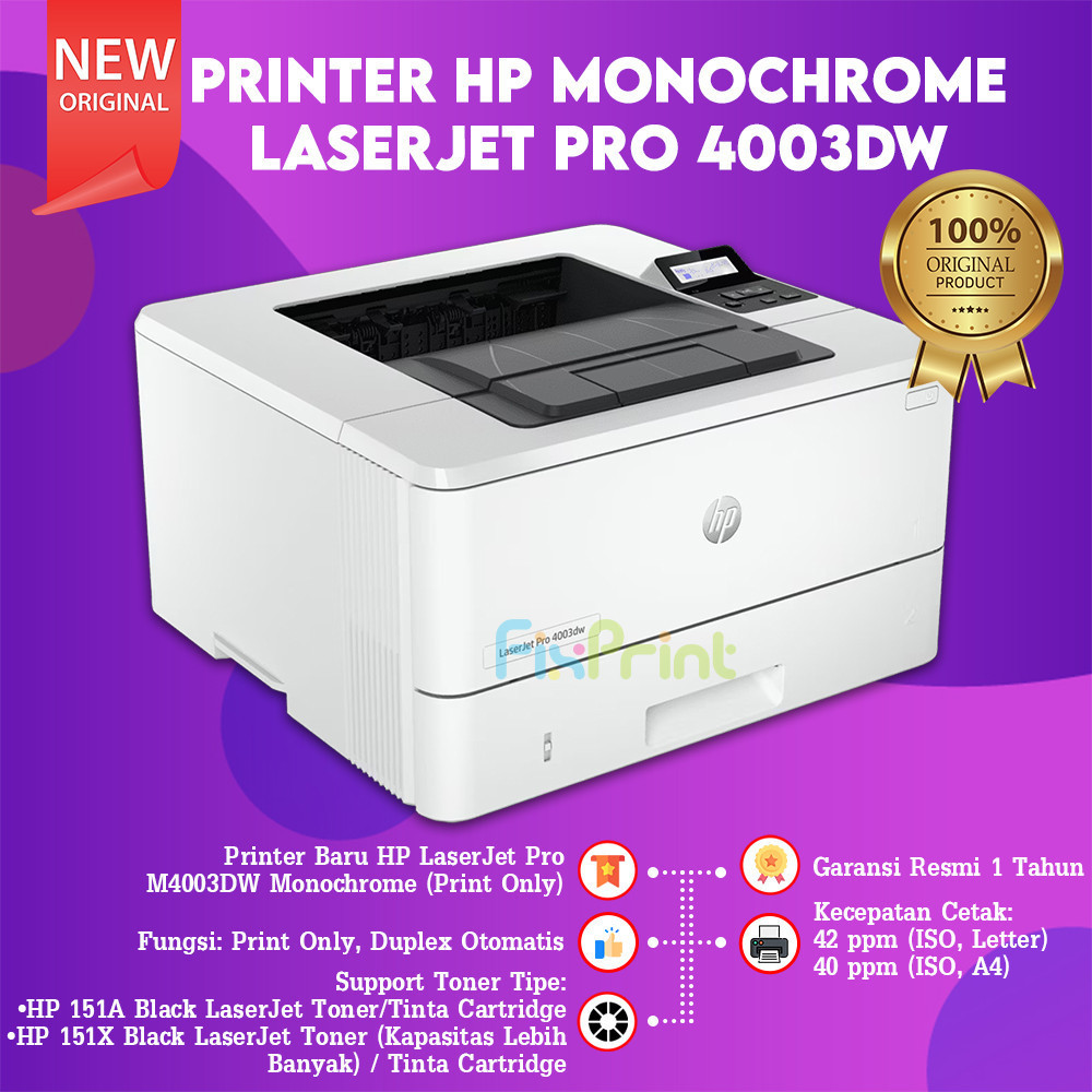 FixPrint Printer HP Laserjet 4003dw Monochrome Duplex Wireless (2Z610A), Pengganti Printer HP Laserj