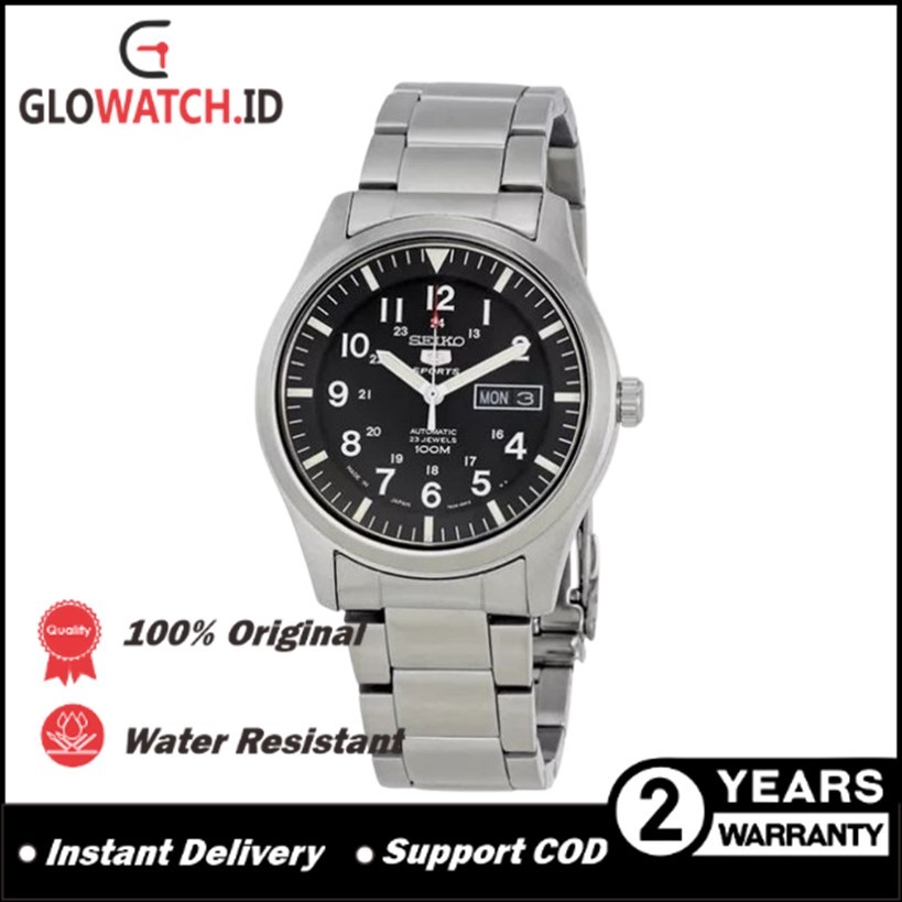 [Promo] Jam Tangan Pria Seiko SNZG13J1 5 Sports Military Automatic Steel Strap Original (Garansi 2 t