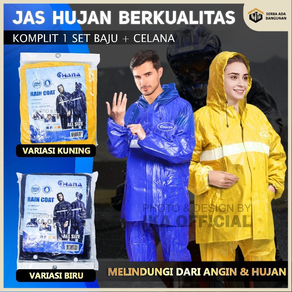 Ghana Jas Hujan - Jas Hujan Serbaguna / All Size / Jas Hujan Jumbo GHANA Jas Hujan Baju Celana Warna