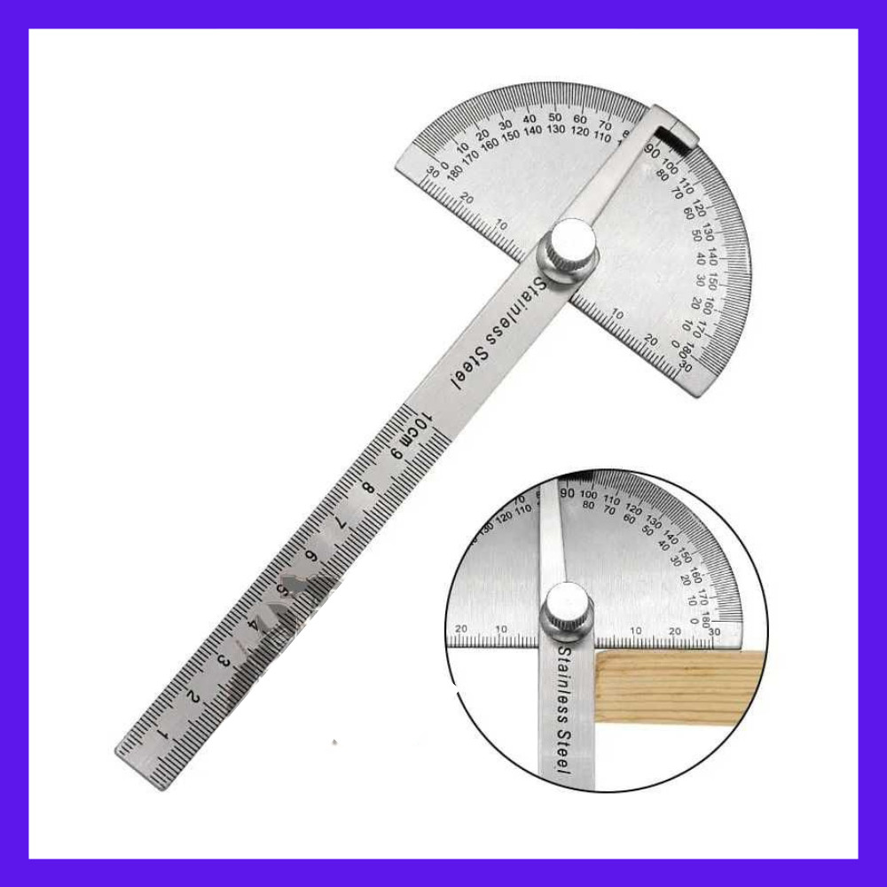 

inovasi_tani-Penggaris Busur 180° Derajat Stainless Steel Protractor Angle Ruler Alat Ukur Sudut 14.5cm-COD