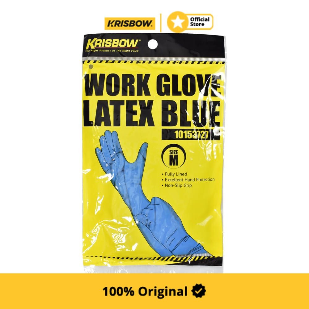 Krisbow Work Glove Sarung Tangan Latex Ukuran M - Biru