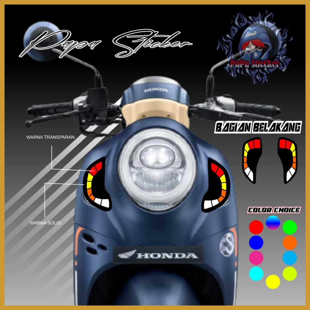 stiker lampu scoopy 2021-2023 STICKER LAMPU ALIS (stoplamp + sen depan blakang) PAPA 4