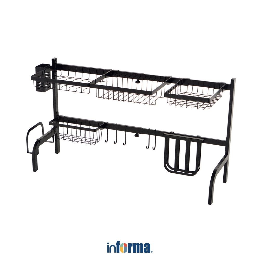 Informa Wellbey Rak Piring Wastafel - Hitam Dish Rack Tempat Peralatan Makan Perlengkapan Dapur Rak 