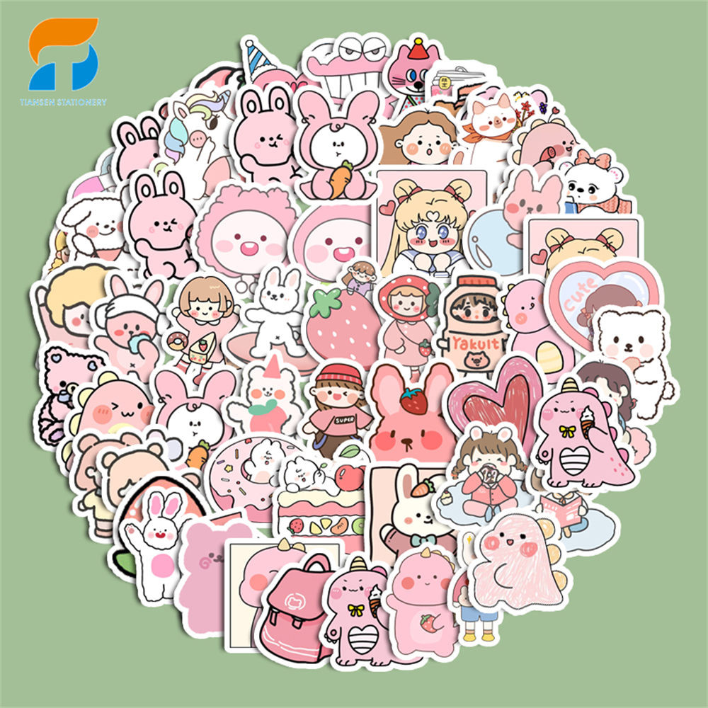 

90pcs stiker Beruang Pink yang Lucu - Lucu DIY untuk komputer, washi, scrapbooking, laptop, alat tulis, seni, dan kerajinan.