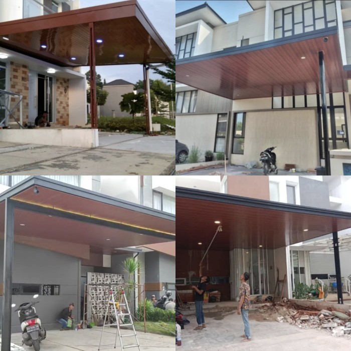 kanopi atap alderon & plafon pvc terpasang rapih