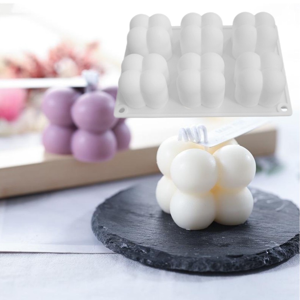 

6 Cavity Non-stick Mini Bubble Cube Silicone Mold 3D Aromatherapy Candle Soap Chocolate Dessert Handmade Baking Tool Resin Mould