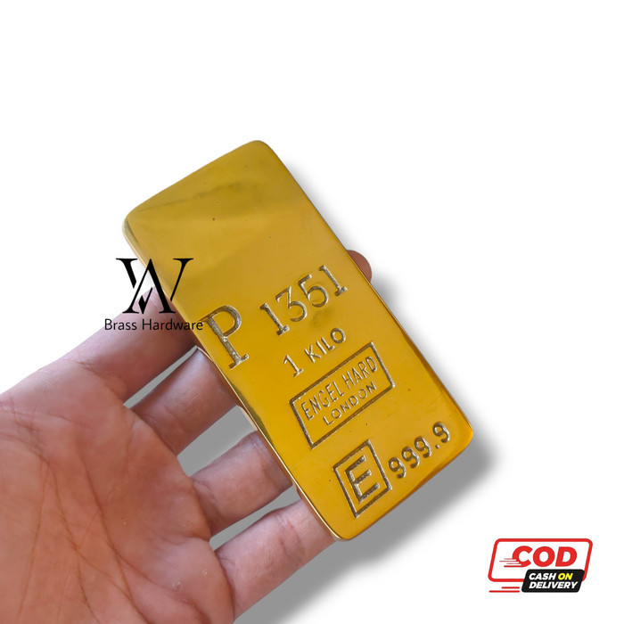 ✔Q.LnS✔ - SALE Miniatur Emas Batangan 1000 gr Engel Hard London Kuningan Solid 1 pcs