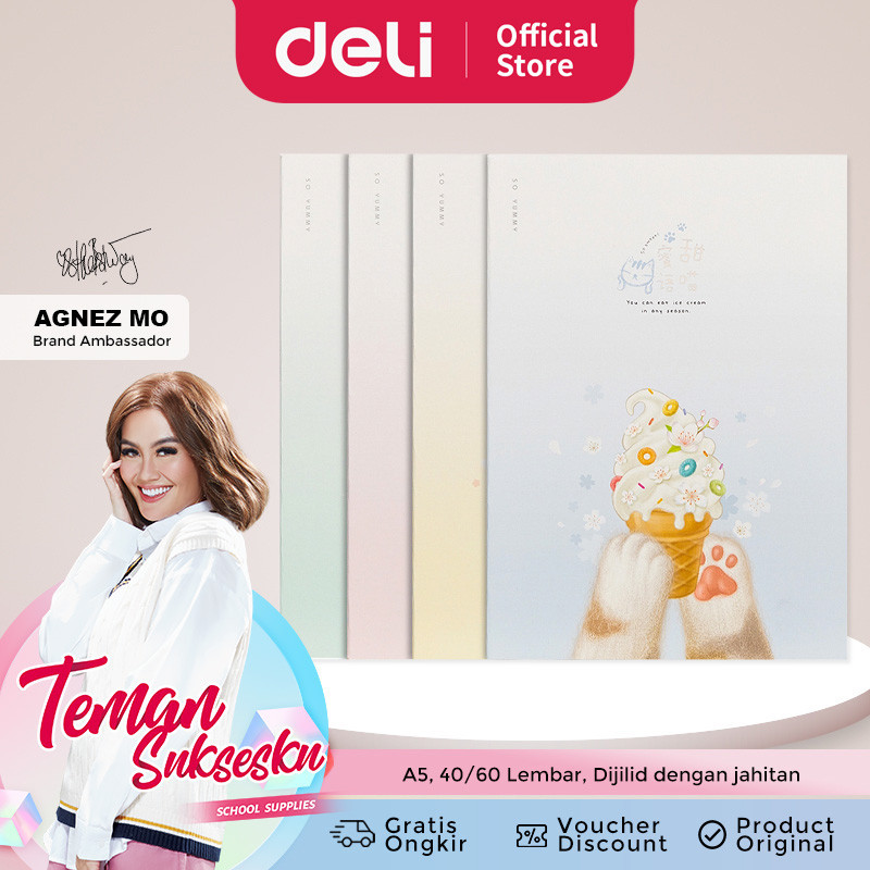 

Deli Suture Notebook A5 40/60 Lembar, dijilid dengan jahitan sederhana FA5X0