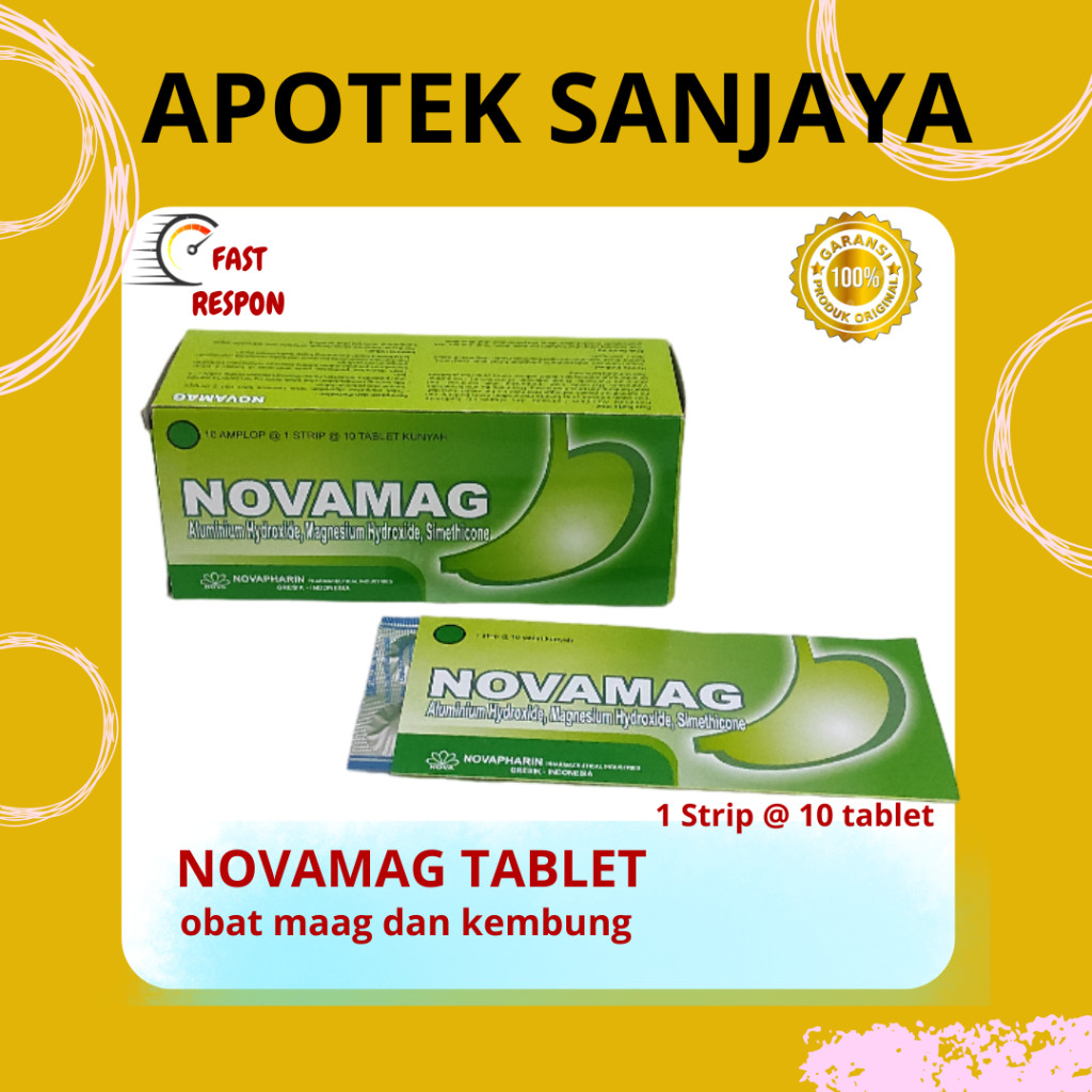 NOVAMAG/1 STRIP/10 TABLET/TABLET KUNYAH/OBAT MAAG