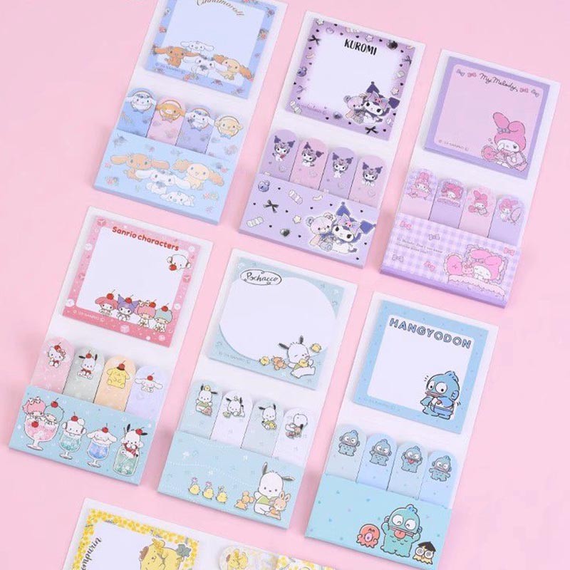 

16pcs/lot Kuromi Melody Memo Pad Sanrio Hangyodon N Times Sticky Note Stationery Notepad Planner Sticker Post School Supplies
