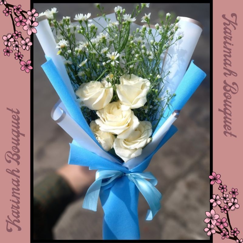 KIRIM INSTANT Buket Bunga Mawar Garbera Lily Sedap Malam Asli Segar Premium Mix Flower Bloom Fresh R