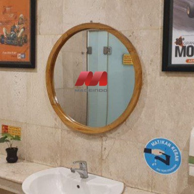 Cermin Lis Kayu Dinding Bingkai Frame Kayu Bulat Capsul Kapsul Oval Gantung Tempel Dinding Wastafel 