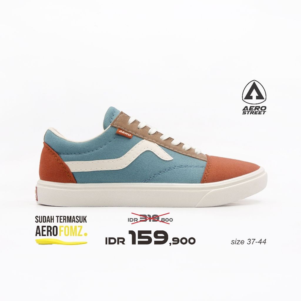Original Aerostreet 37-44 Massive Low Biru Merah Bata - Sepatu Sneakers Casual Sport Sekolah Pria Wa