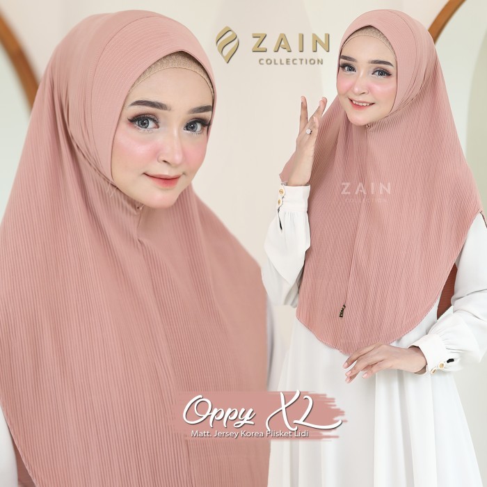 Jilbab Instan Full Plisket Lidi Oppy Size XL Pet Antem Hijab Zain Collection