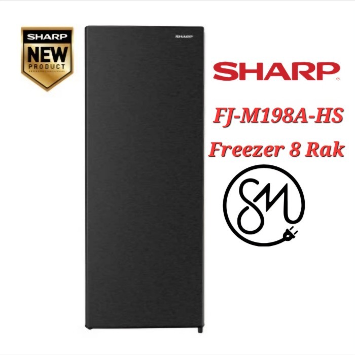 Freezer Sharp FJ-M198A-HS Kulkas Es batu tegak FJ-M198AHS 8 Rak 185 L