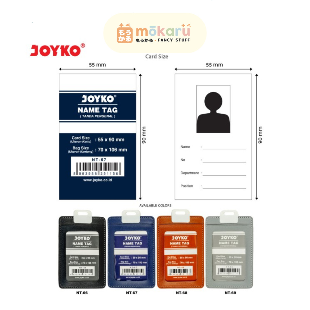 

Joyko Name Tag Potrait NT-66 - NT-69 / Tanda Pengenal Murah Berkualitas