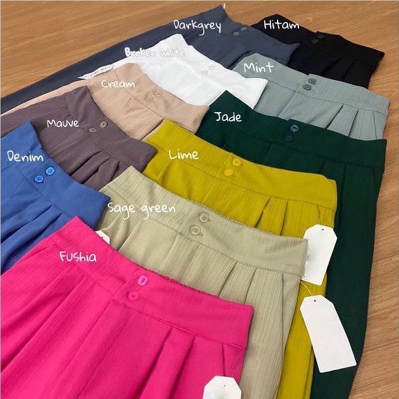 ZEEVA  - Jennie Knit Pants Celana Kulot Higwaist Knit Kancing Wanita Jumbo Terbaru [BISA COD]