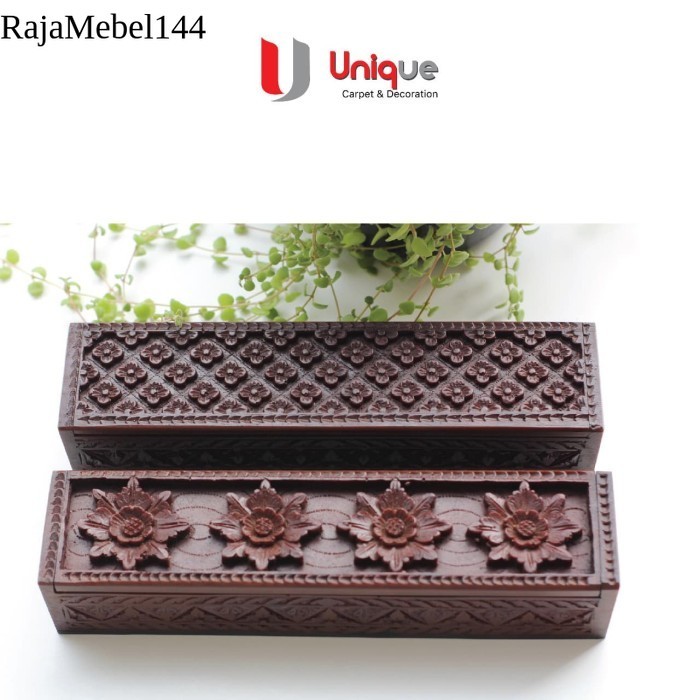 

Kotak Wadah Kayu Tempat Perhiasan Ukir Antik Etnik - Motif Bunga free ongkir