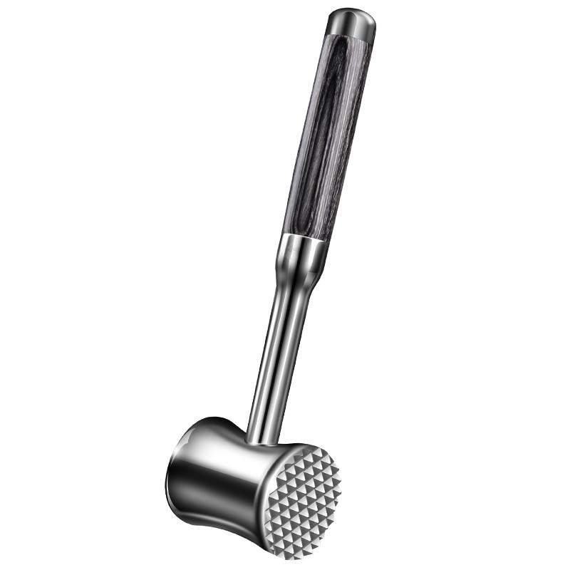 Heavy-duty 304 Stainless Steel Meat Tenderizer, Dual-side Meat Mallet Hammer Pounder with Wooden Han
