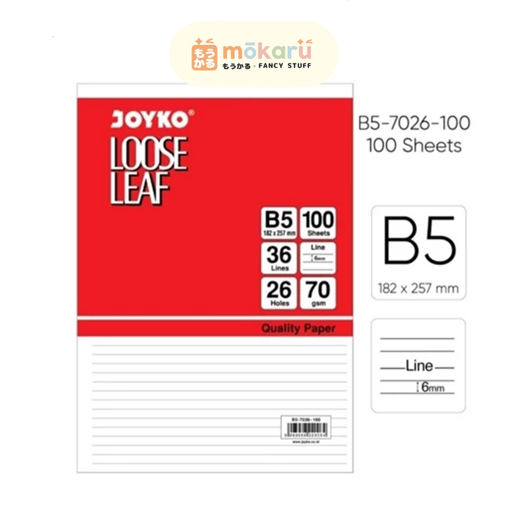 

Joyko isi Loose Leaf B5 7026 150 sheet / Refill Binder 26 ring