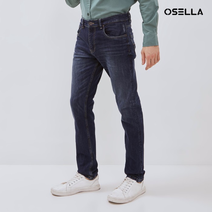 Osella Kyan Slim FIt Denim Jeans In Dark Blue Wash 208O4011A3 | Celana Jeans Pria