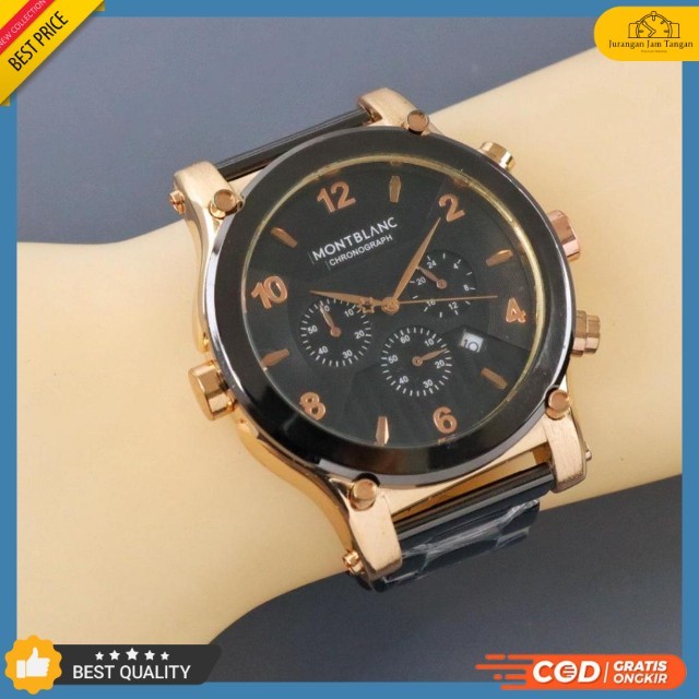 Jam Tangan Pria Montblanc 1421 Chrono Tanggal Aktif Strap Rantai Bisa Bayar Ditempat - COD - Grosir