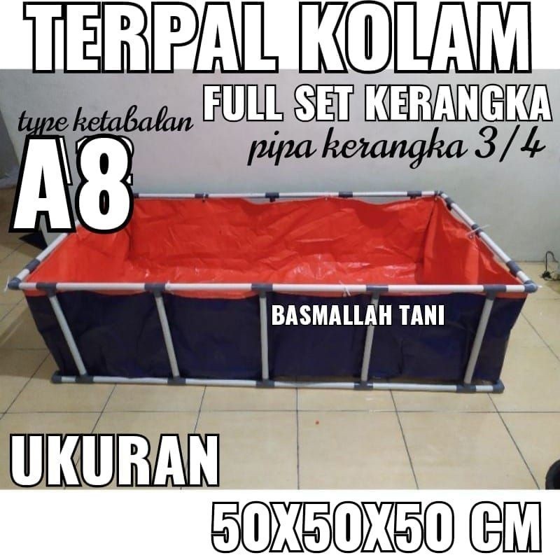 DISTRIBUTOR terpal full set terpal kolam ikan 50x50x50 A8 fullset beserta kerangkanya Bisa bayar cod